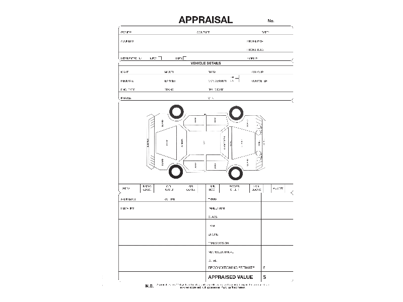 Vehicle Appraisal Pads MTA NSW