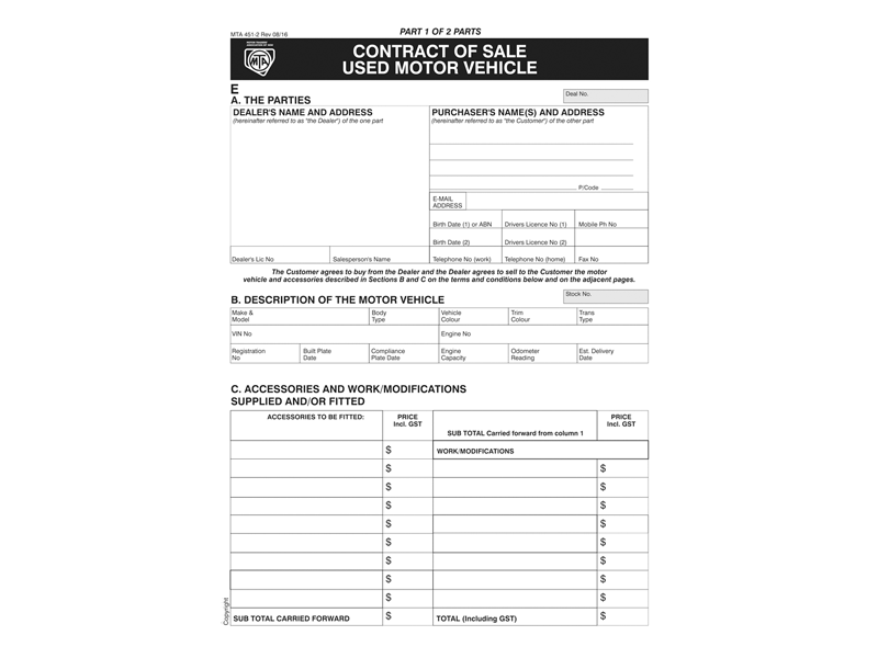 used vehicle sales contract inc form 12 cooling off period 5
