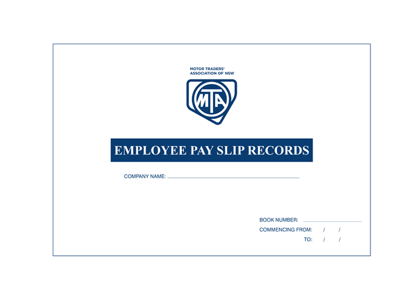 Employee Pay Slip Record Book MTA NSW